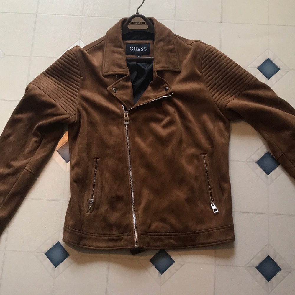 GUESS men’s faux suede zip up jacket